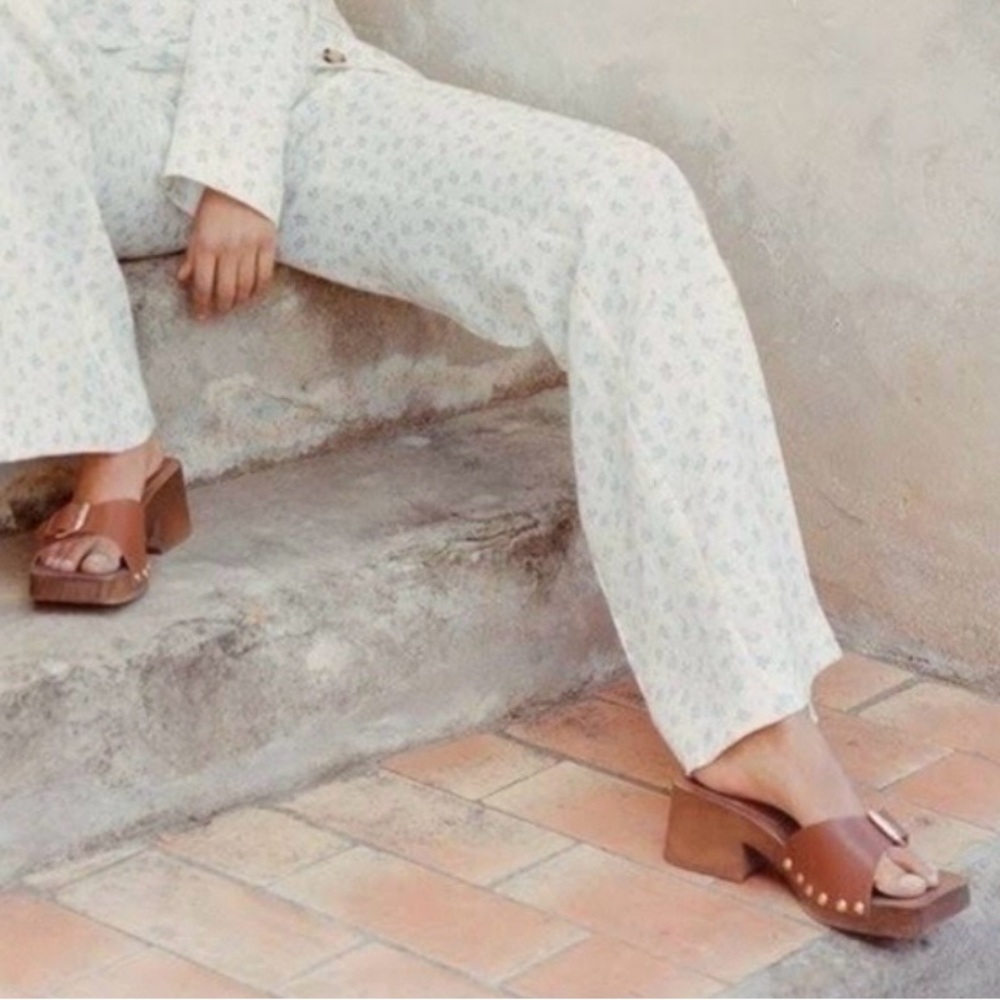 Mango coco clog brown wooden sandals Size